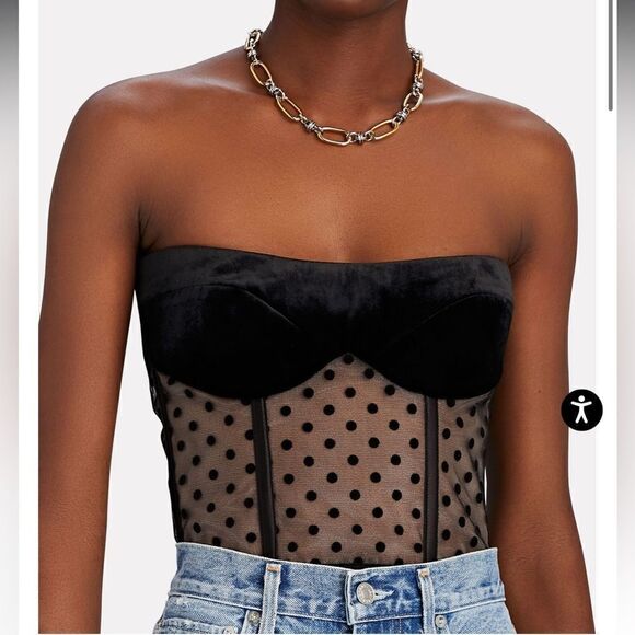 NWT ROZIE CORSETS Strapless Velvet Polka Dot Corset Size 42/ US Large - Picture 1 of 16